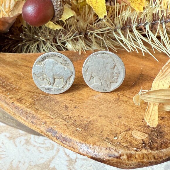 Vintage Buffalow Indian Head Earrings - Picture 4 of 9